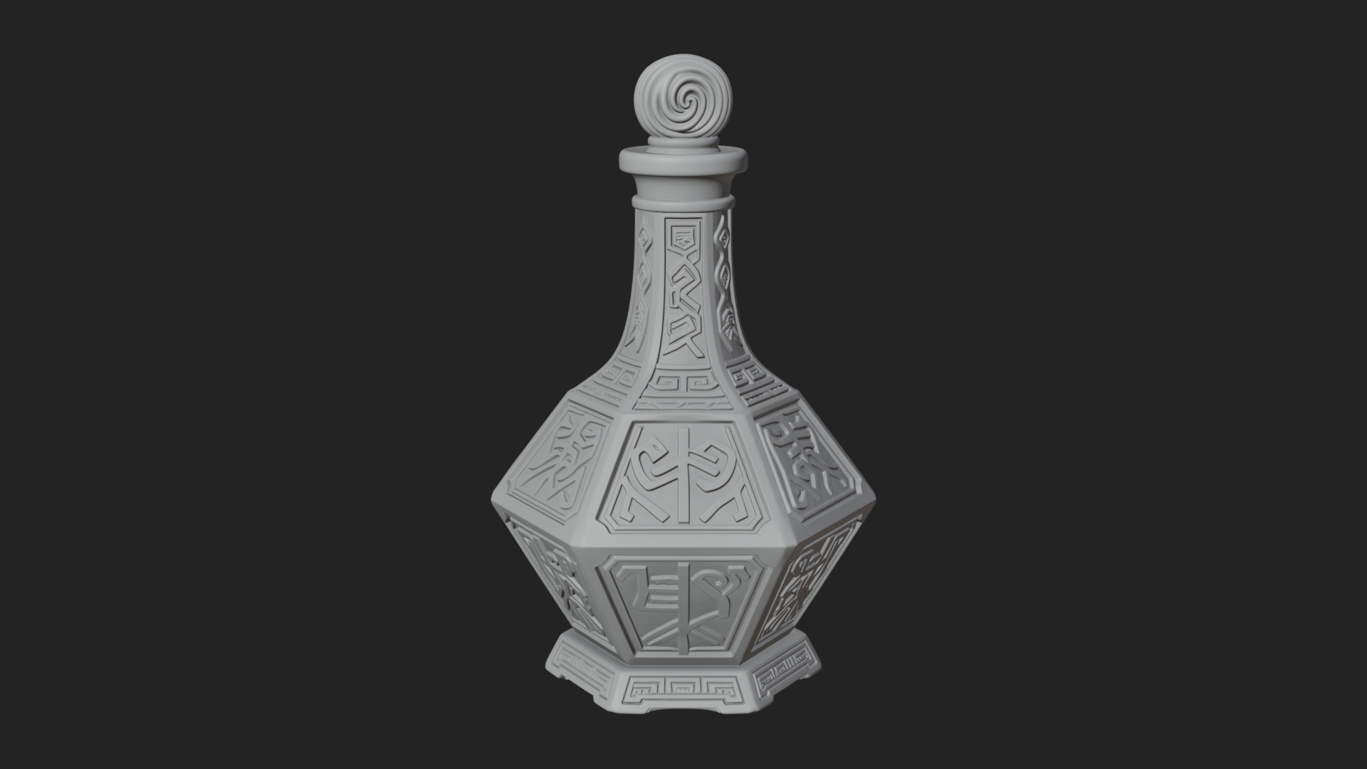 Carved Potion Bottle Model Design 3 3D Print Model 3D Model