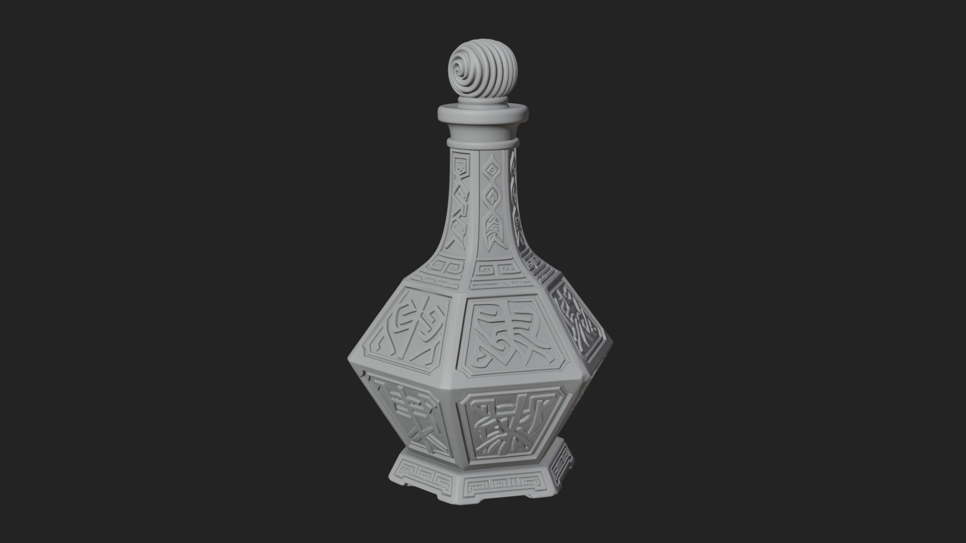 Carved Potion Bottle Model Design 3 3D Print Model 3D Model