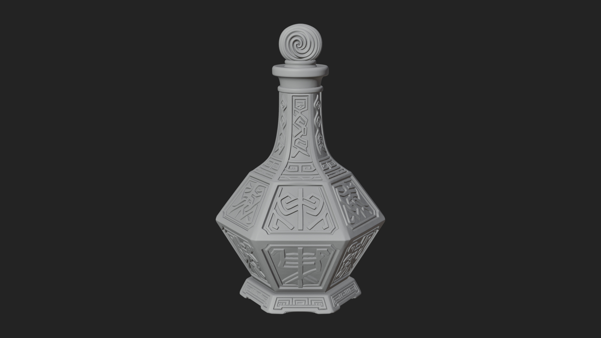 Carved Potion Bottle Model Design 3 3D Print Model 3D Model