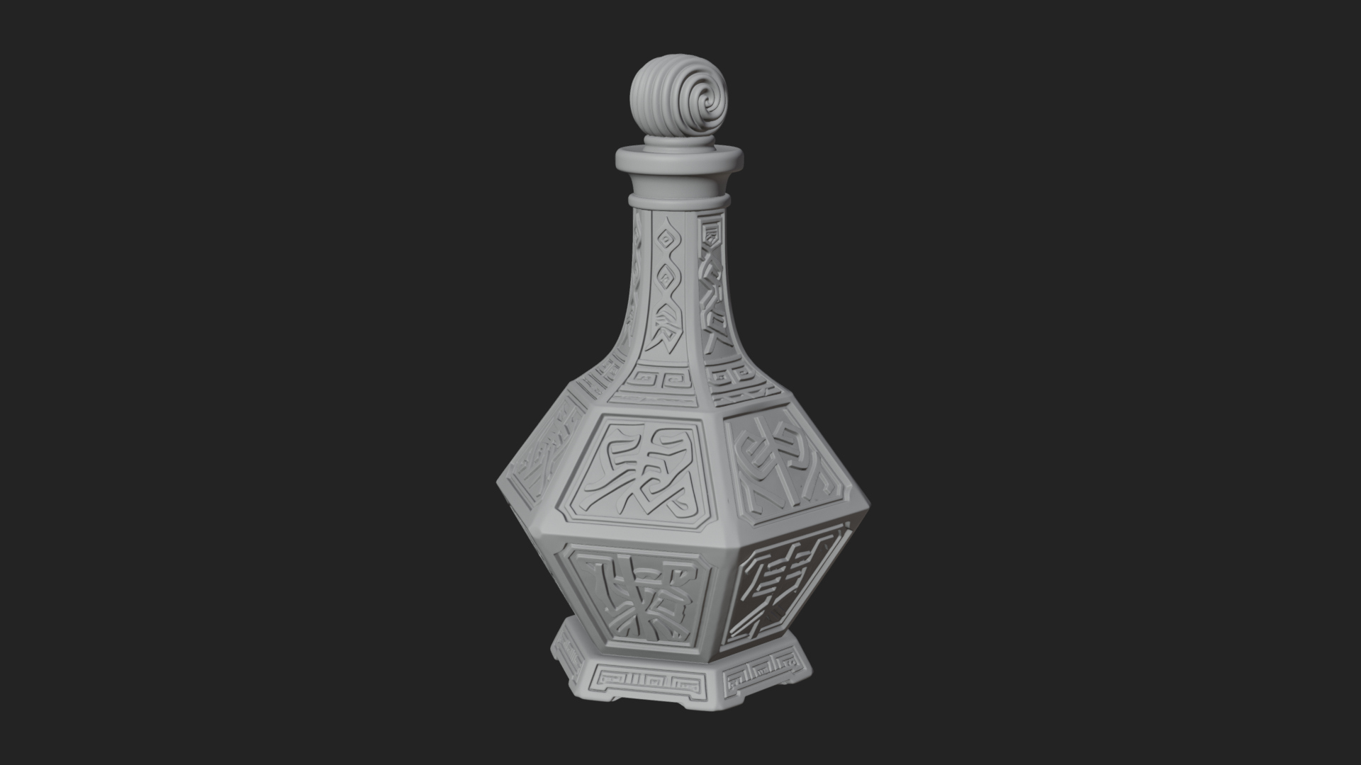 Carved Potion Bottle Model Design 3 3D Print Model 3D Model