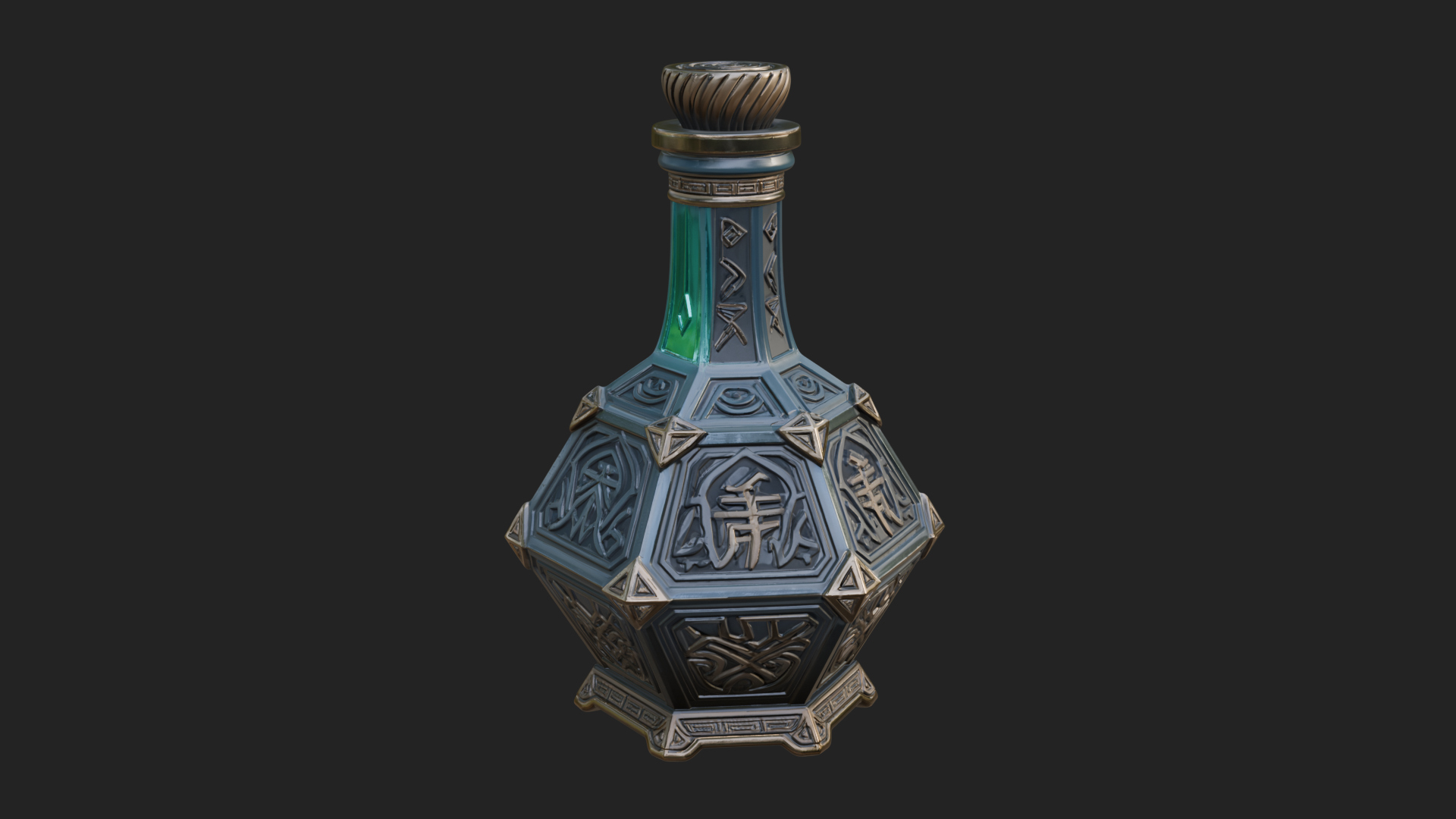 Carved Potion Bottle Model Design 4 3D Print Model 3D Model