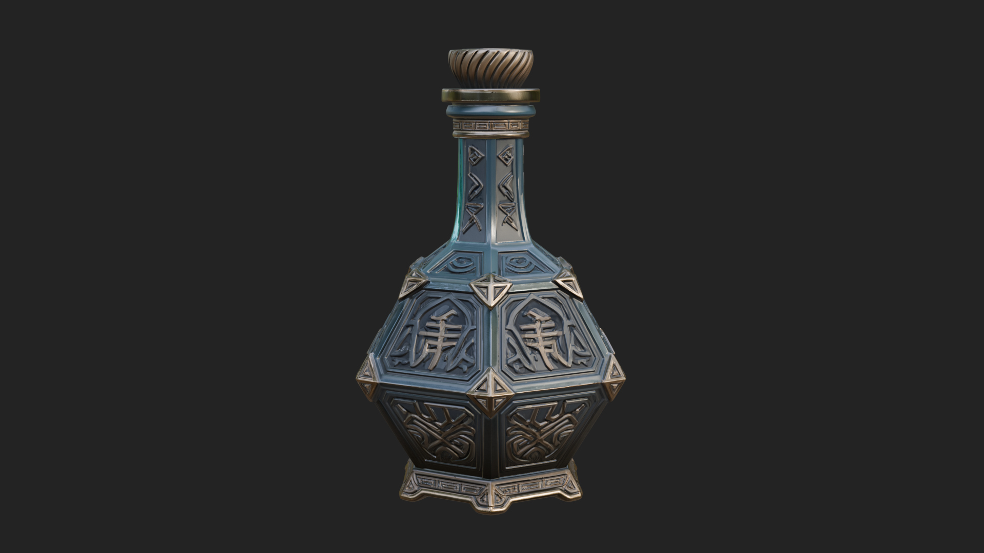 Carved Potion Bottle Model Design 4 3D Print Model 3D Model