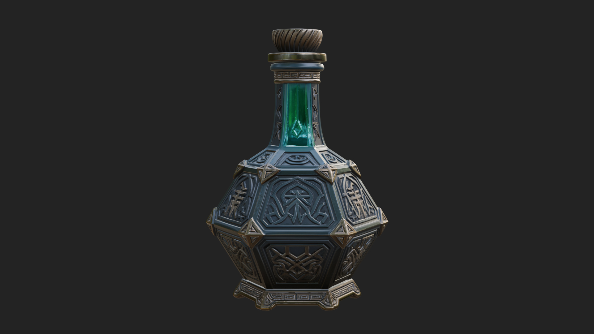 Carved Potion Bottle Model Design 4 3D Print Model 3D Model