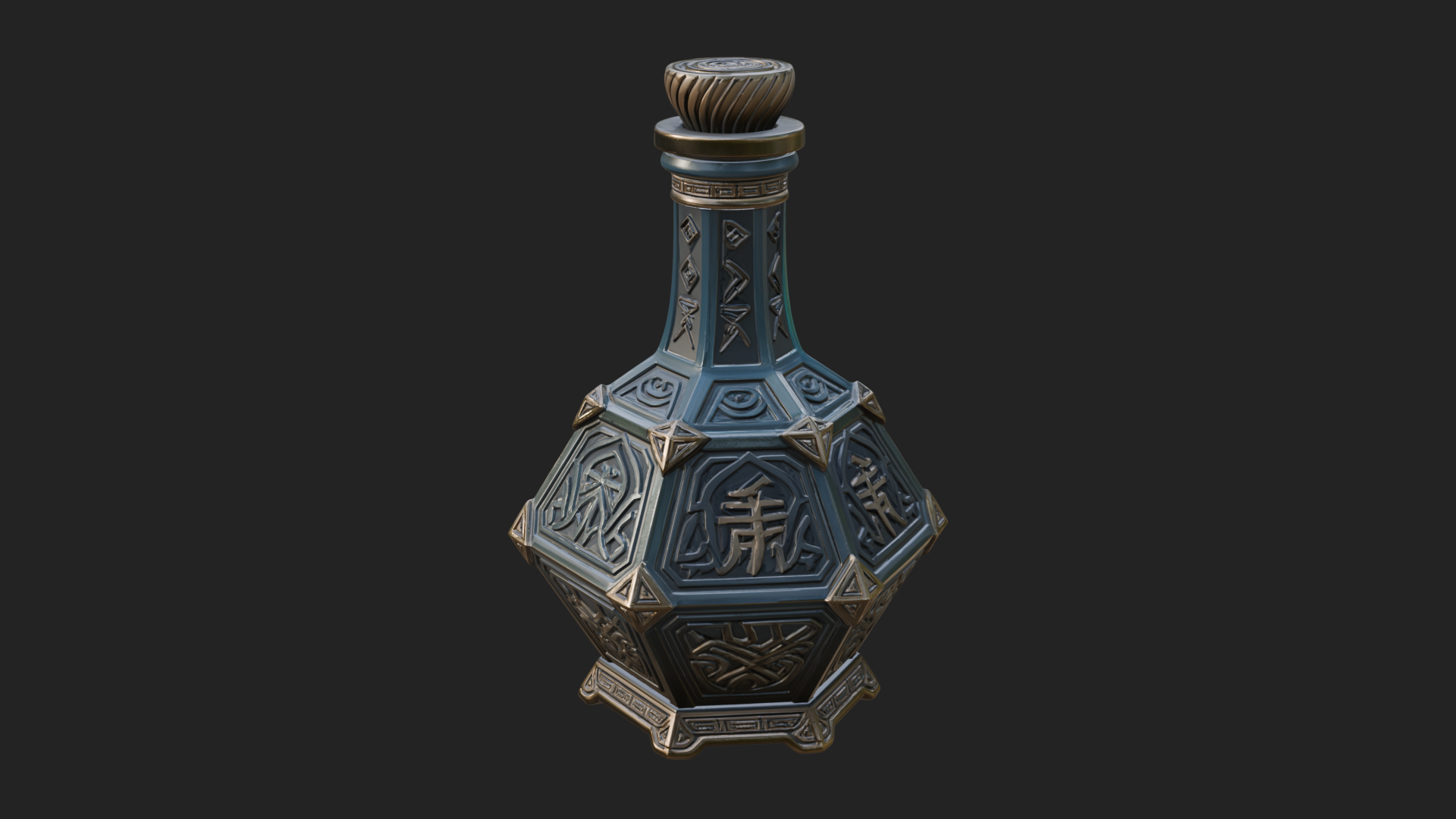 Carved Potion Bottle Model Design 4 3D Print Model 3D Model