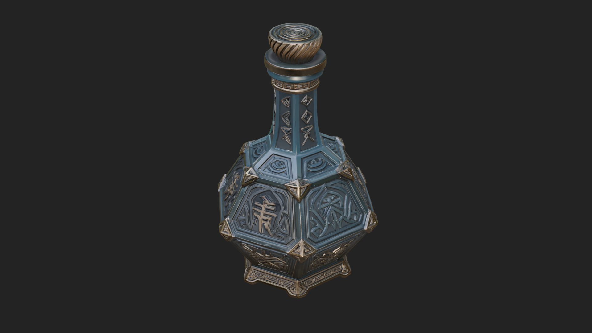 Carved Potion Bottle Model Design 4 3D Print Model 3D Model