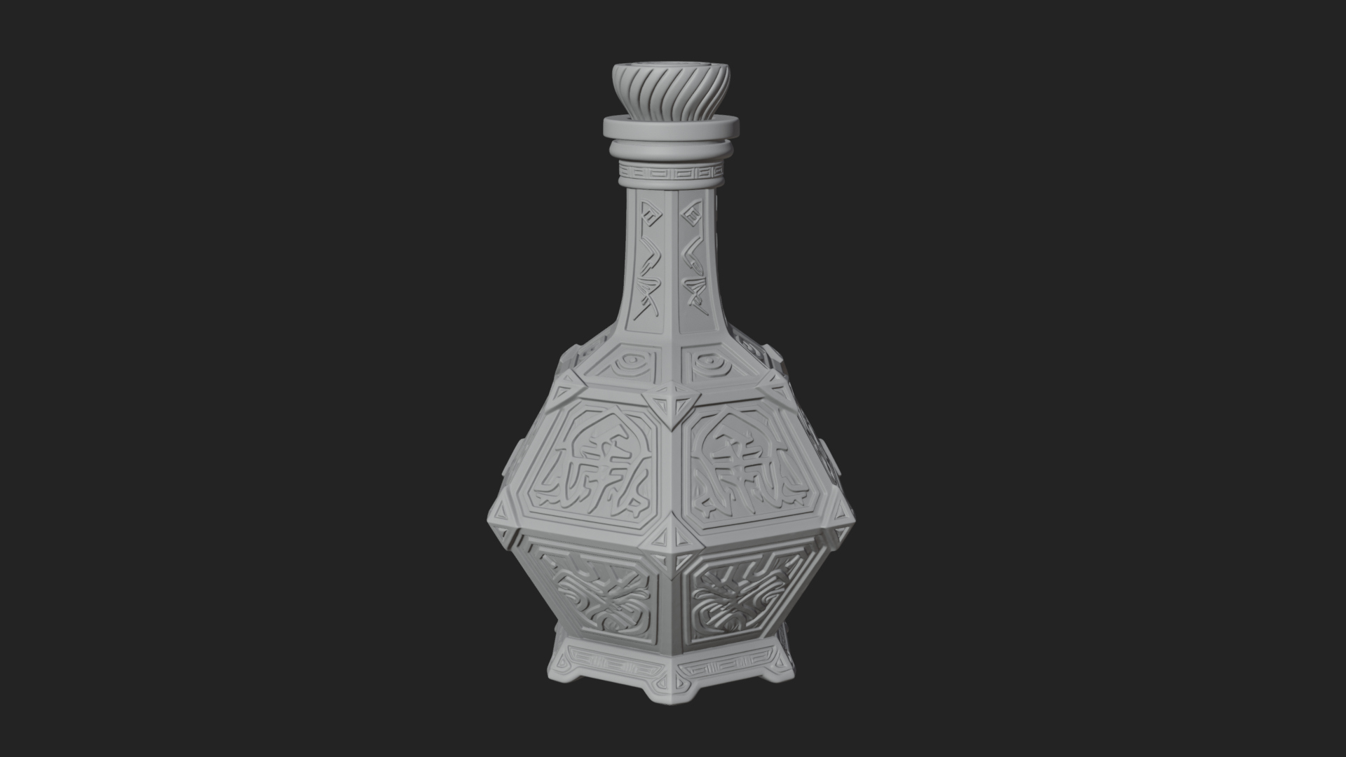 Carved Potion Bottle Model Design 4 3D Print Model 3D Model