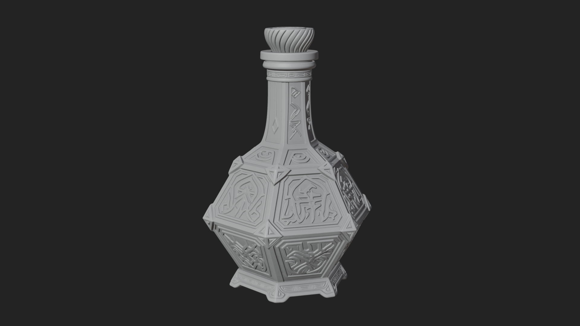 Carved Potion Bottle Model Design 4 3D Print Model 3D Model