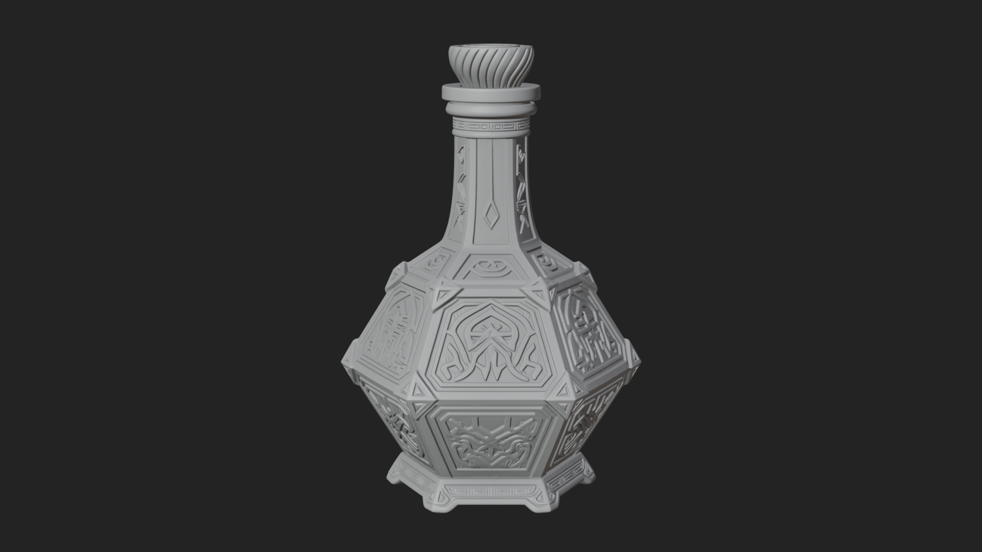 Carved Potion Bottle Model Design 4 3D Print Model 3D Model