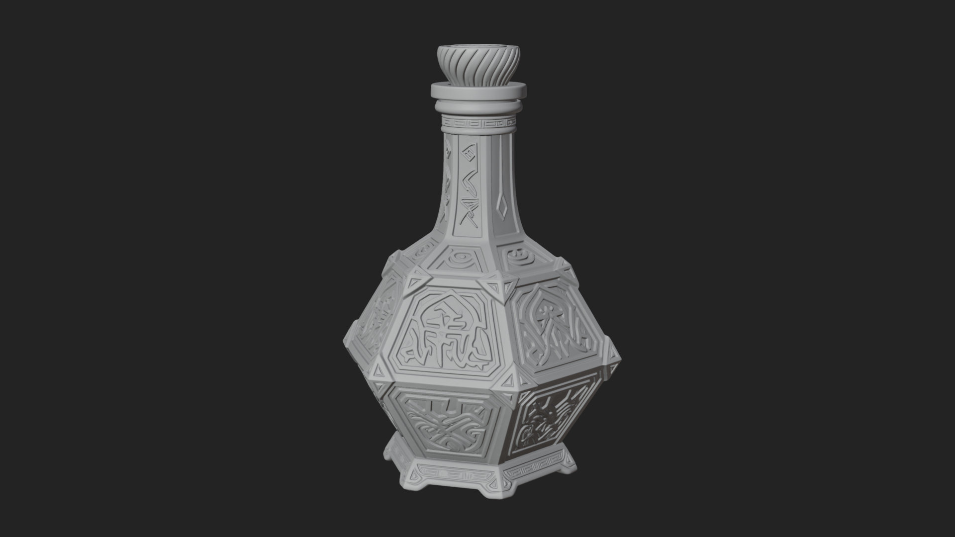 Carved Potion Bottle Model Design 4 3D Print Model 3D Model