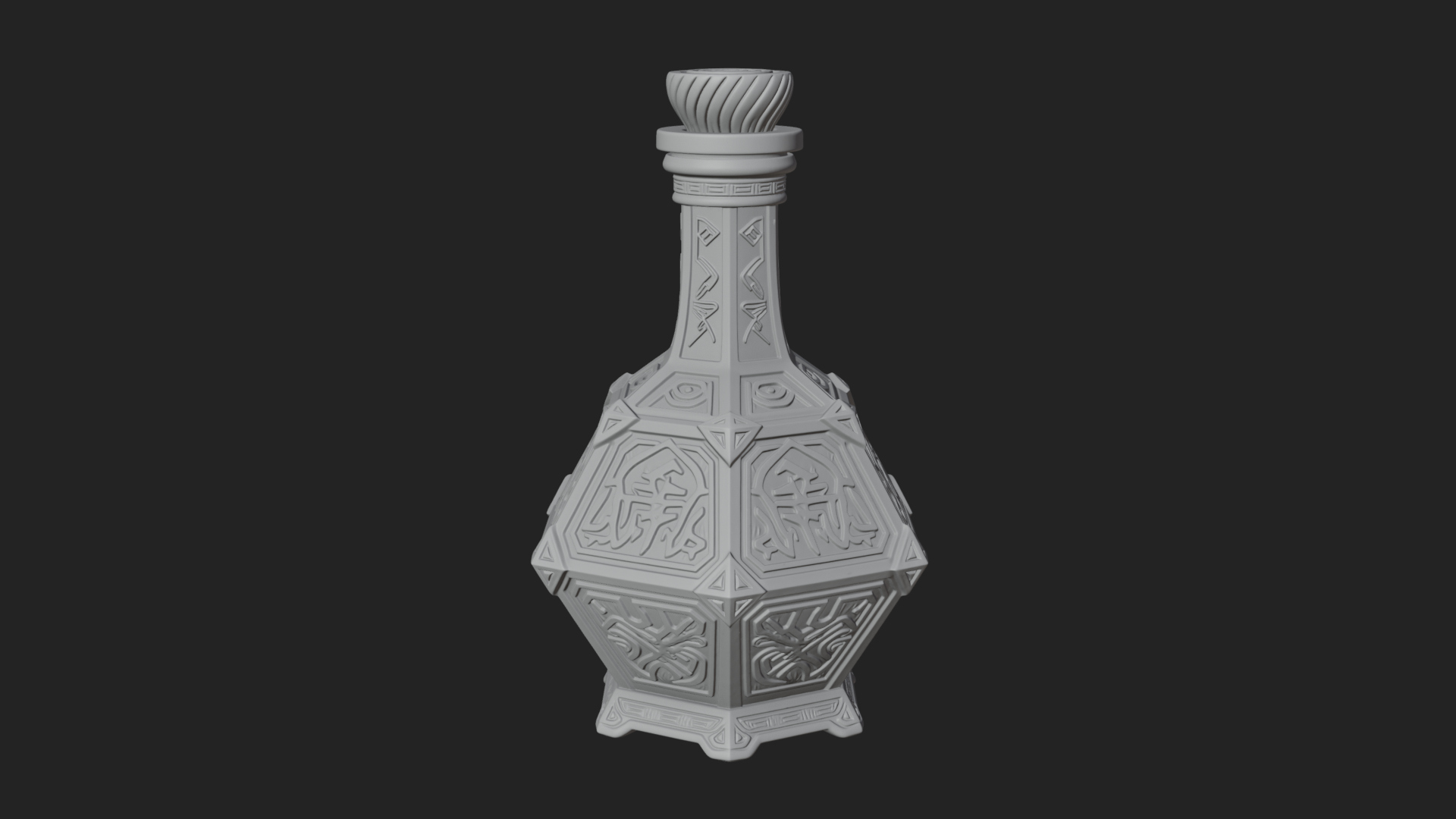 Carved Potion Bottle Model Design 4 3D Print Model 3D Model