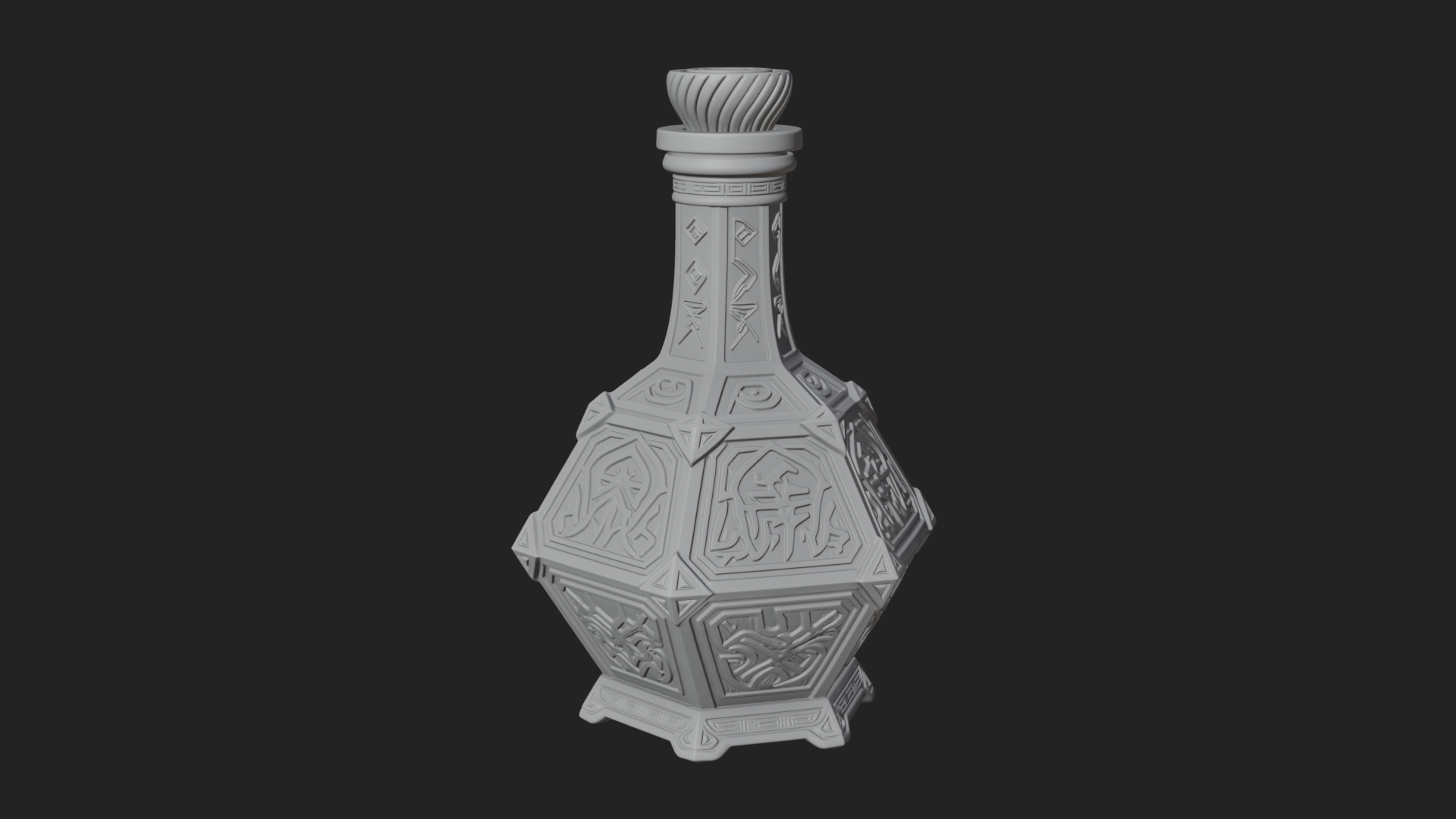 Carved Potion Bottle Model Design 4 3D Print Model 3D Model
