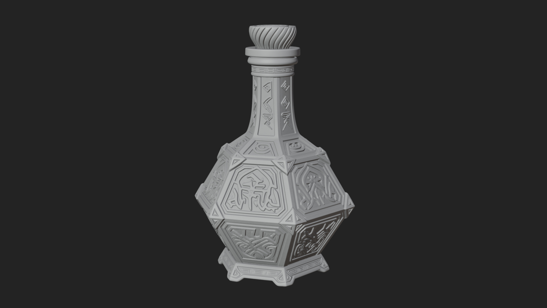 Carved Potion Bottle Model Design 4 3D Print Model 3D Model