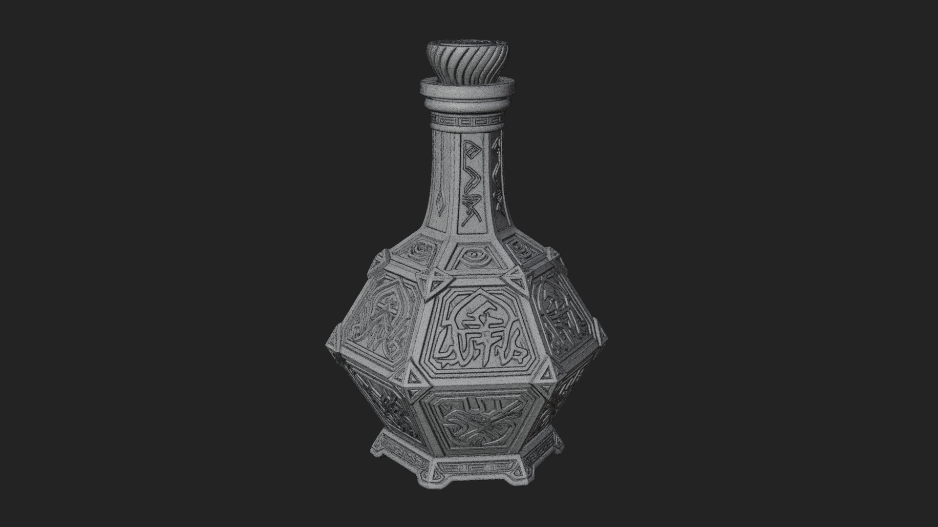 Carved Potion Bottle Model Design 4 3D Print Model 3D Model