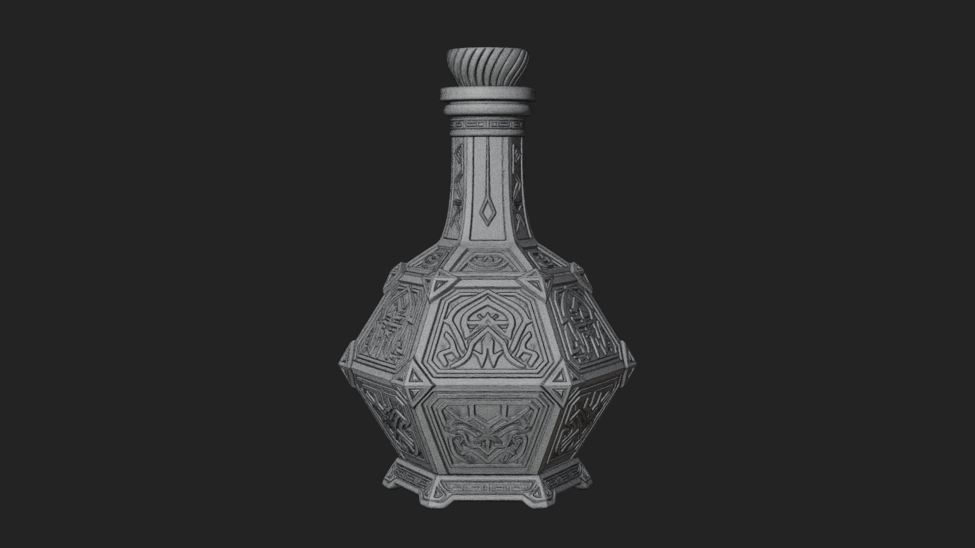 Carved Potion Bottle Model Design 4 3D Print Model 3D Model