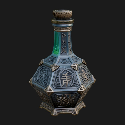 Carved Potion Bottle Model Design 4 3D Print Model