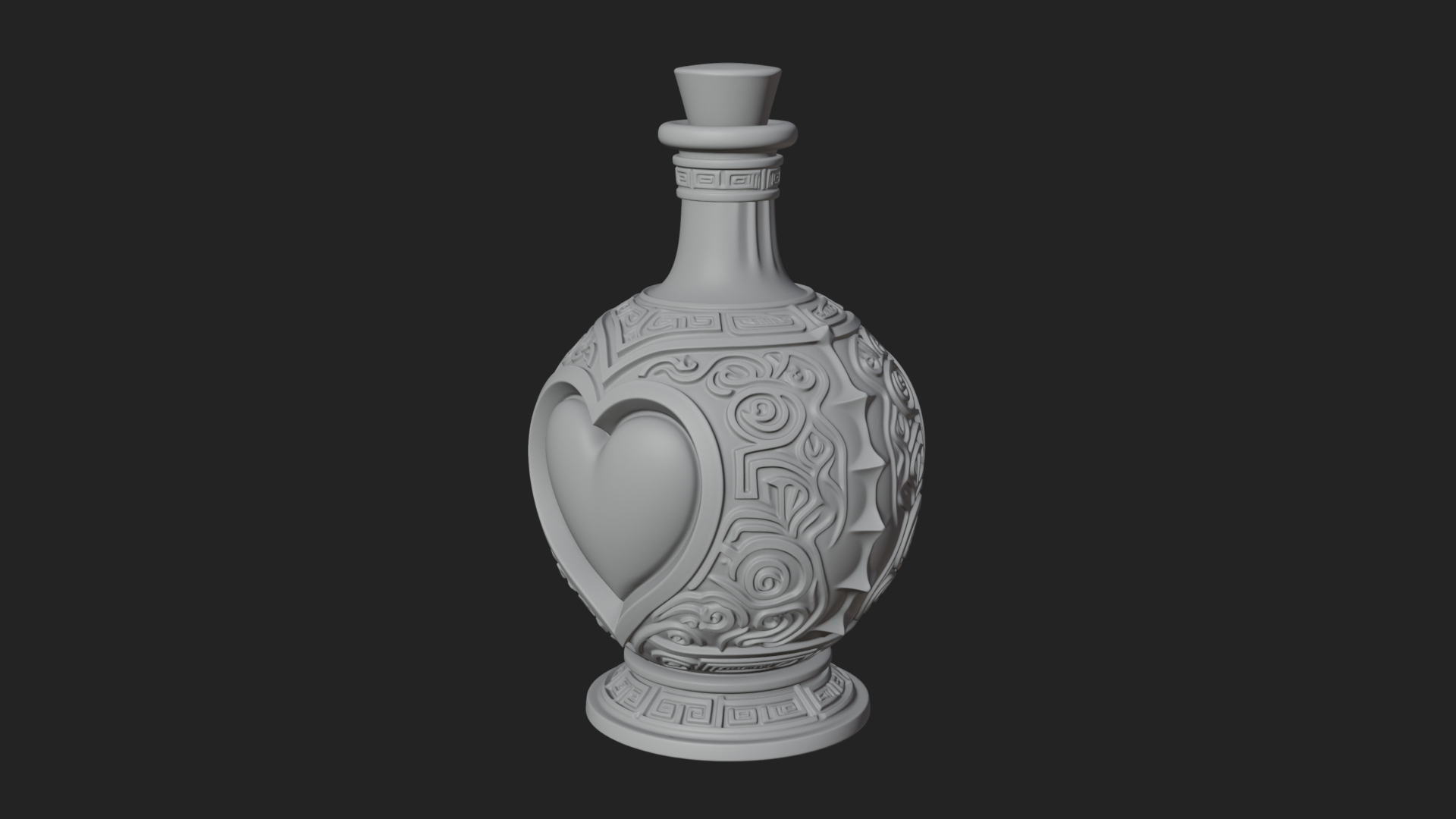 Carved Potion Bottle Model Design 5 3D Print Model 3D Model