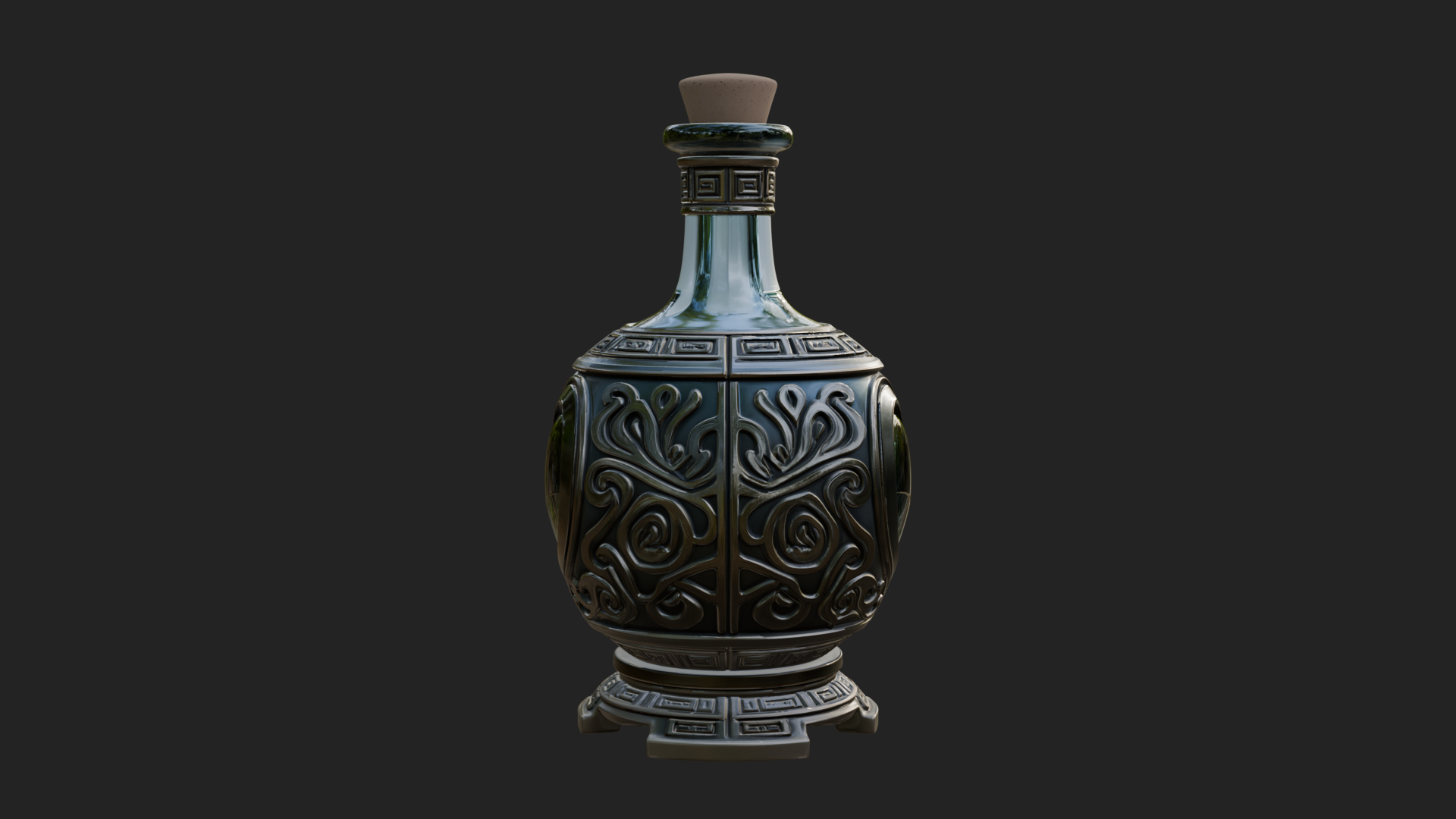 Carved Potion Bottle Model Design 6 3D Print Model 3D Model
