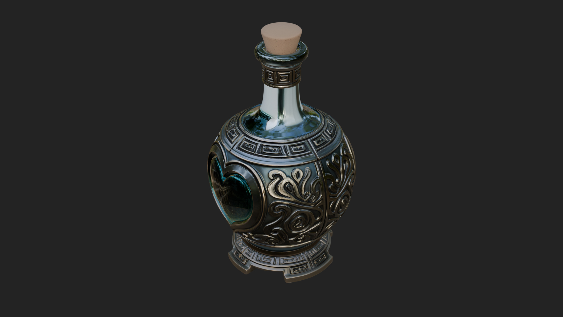 Carved Potion Bottle Model Design 6 3D Print Model 3D Model