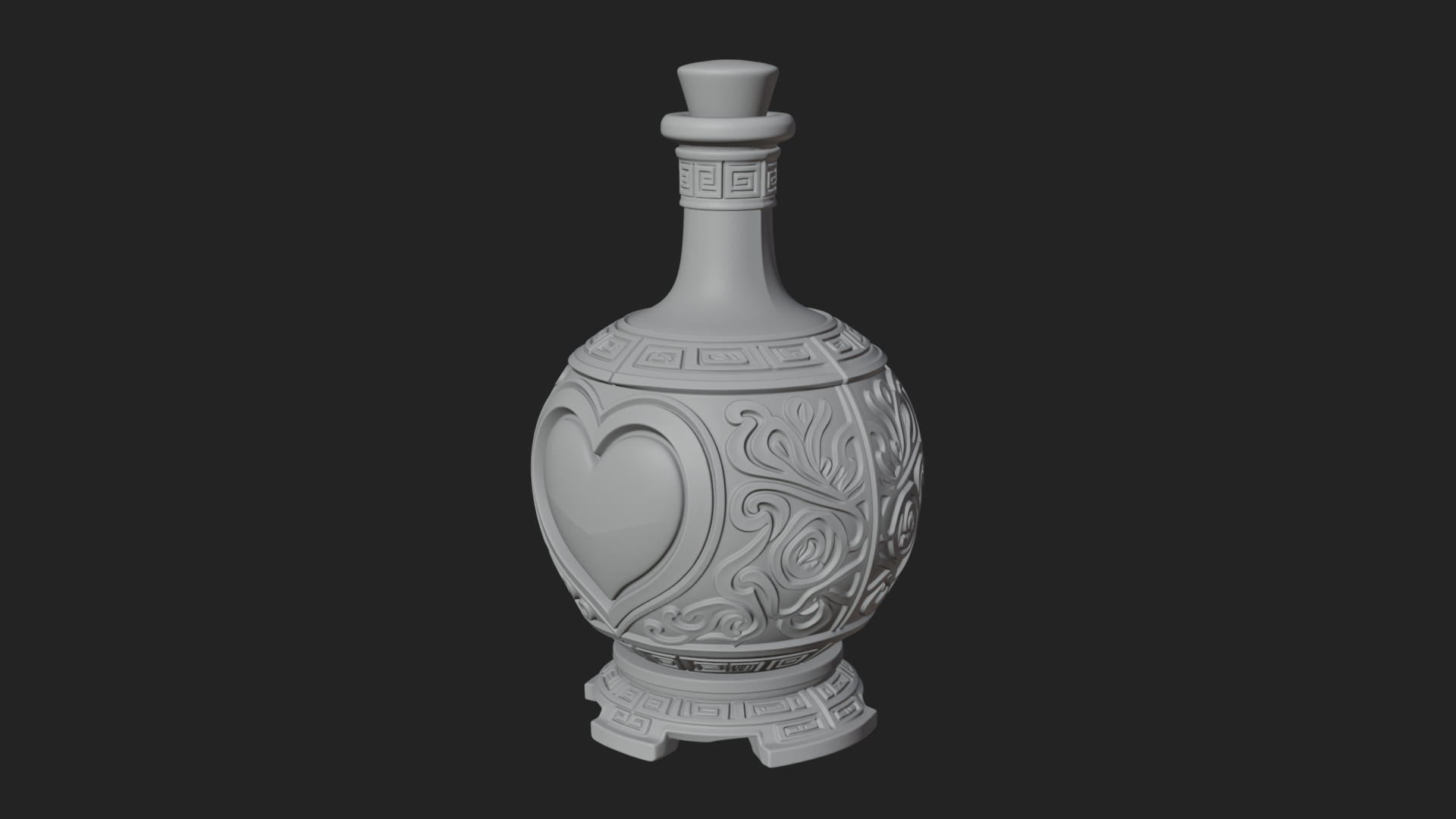 Carved Potion Bottle Model Design 6 3D Print Model 3D Model