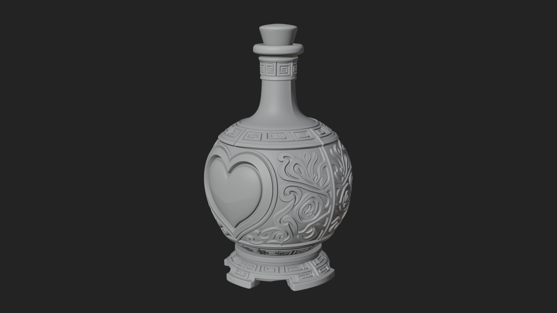 Carved Potion Bottle Model Design 6 3D Print Model 3D Model