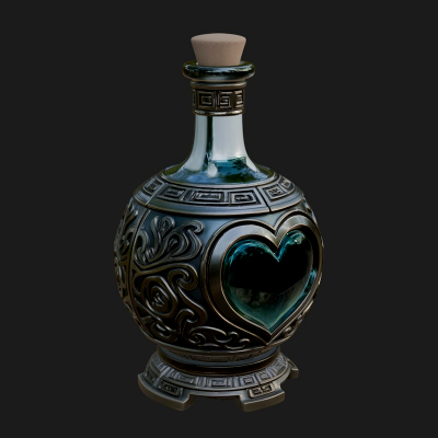 Carved Potion Bottle Model Design 6 3D Print Model