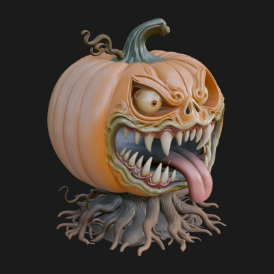 Carved Pumpkin Lantern Statue Design 11 3D Print Model