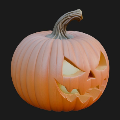Carved Pumpkin Lantern Statue Design 12 3D Print Model