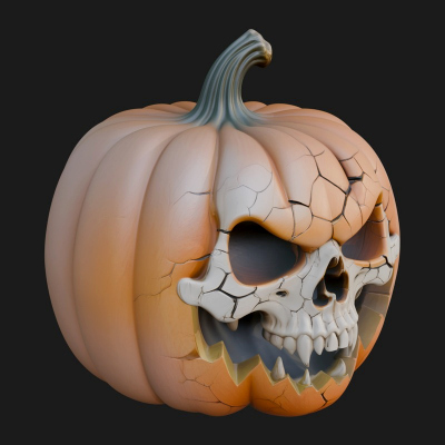 Carved Pumpkin Lantern Statue Design 5 3D Print Model