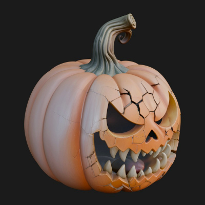Carved Pumpkin Lantern Statue Design 6 3D Print Model