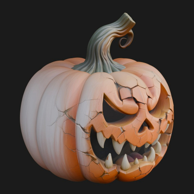 Carved Pumpkin Lantern Statue Design 7 3D Print Model