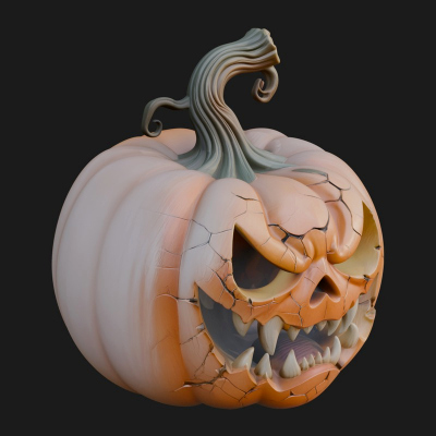 Carved Pumpkin Lantern Statue Design 8 3D Print Model