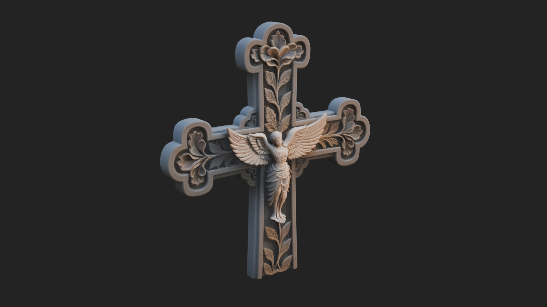 Carved Relief Wall Cross Design 1 3D Print Model 3D Model