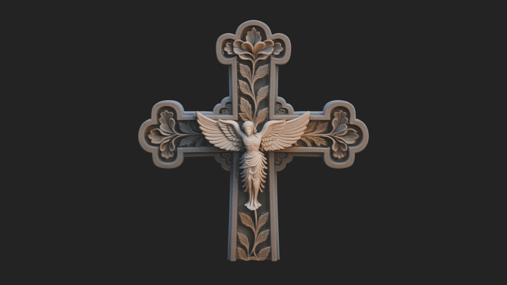 Carved Relief Wall Cross Design 1 3D Print Model 3D Model