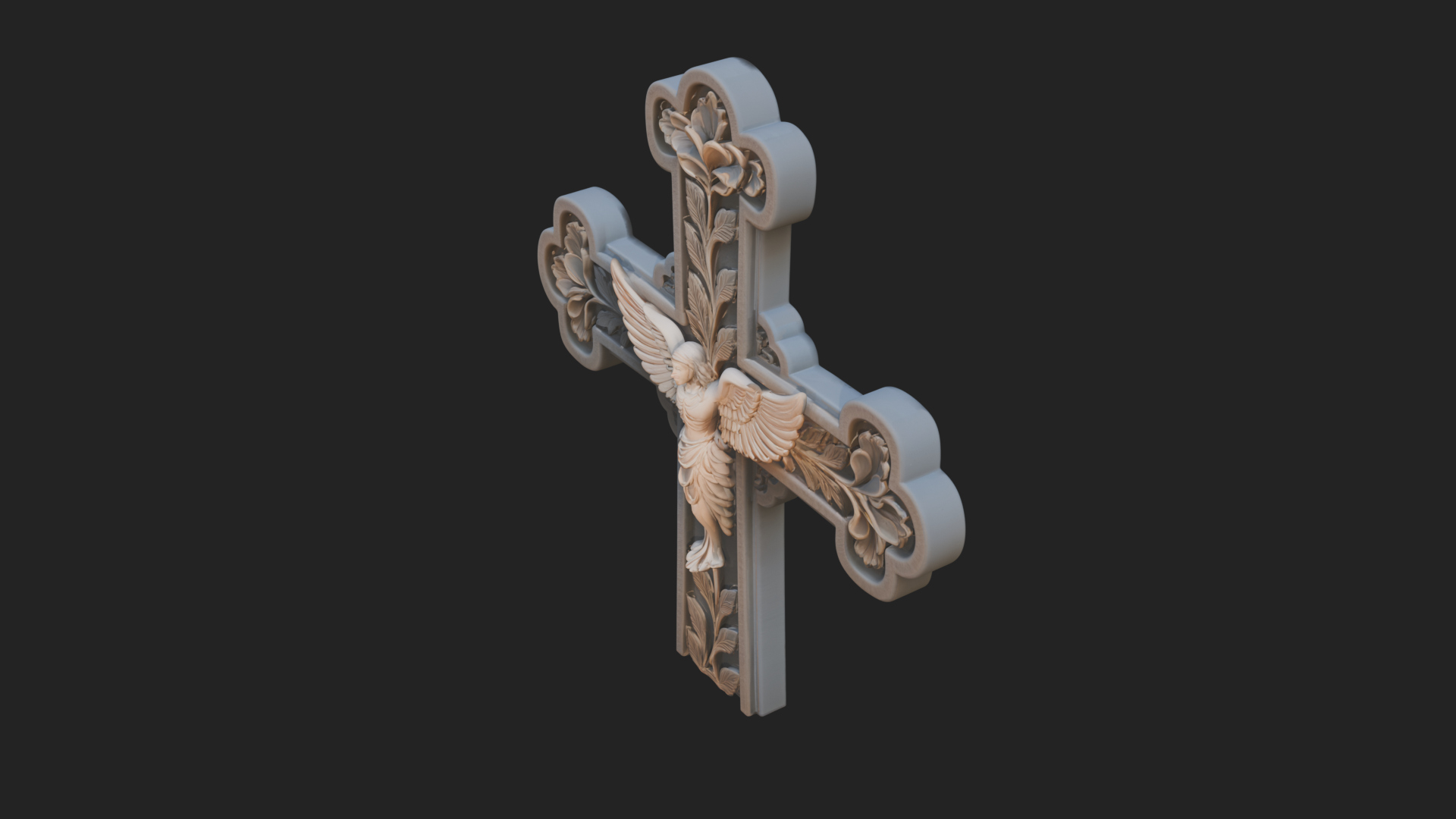 Carved Relief Wall Cross Design 1 3D Print Model 3D Model