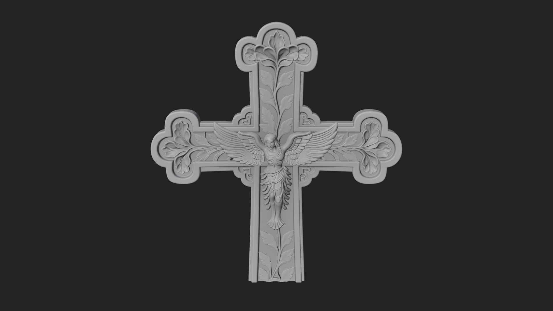 Carved Relief Wall Cross Design 1 3D Print Model 3D Model