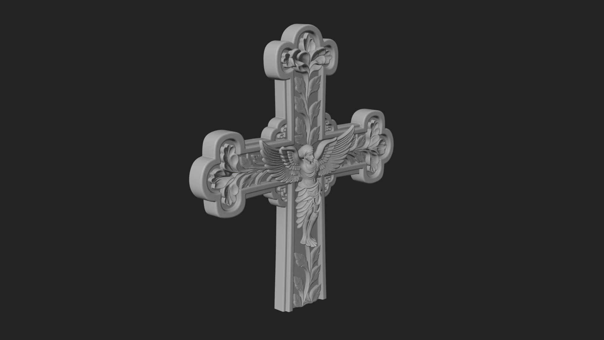 Carved Relief Wall Cross Design 1 3D Print Model 3D Model