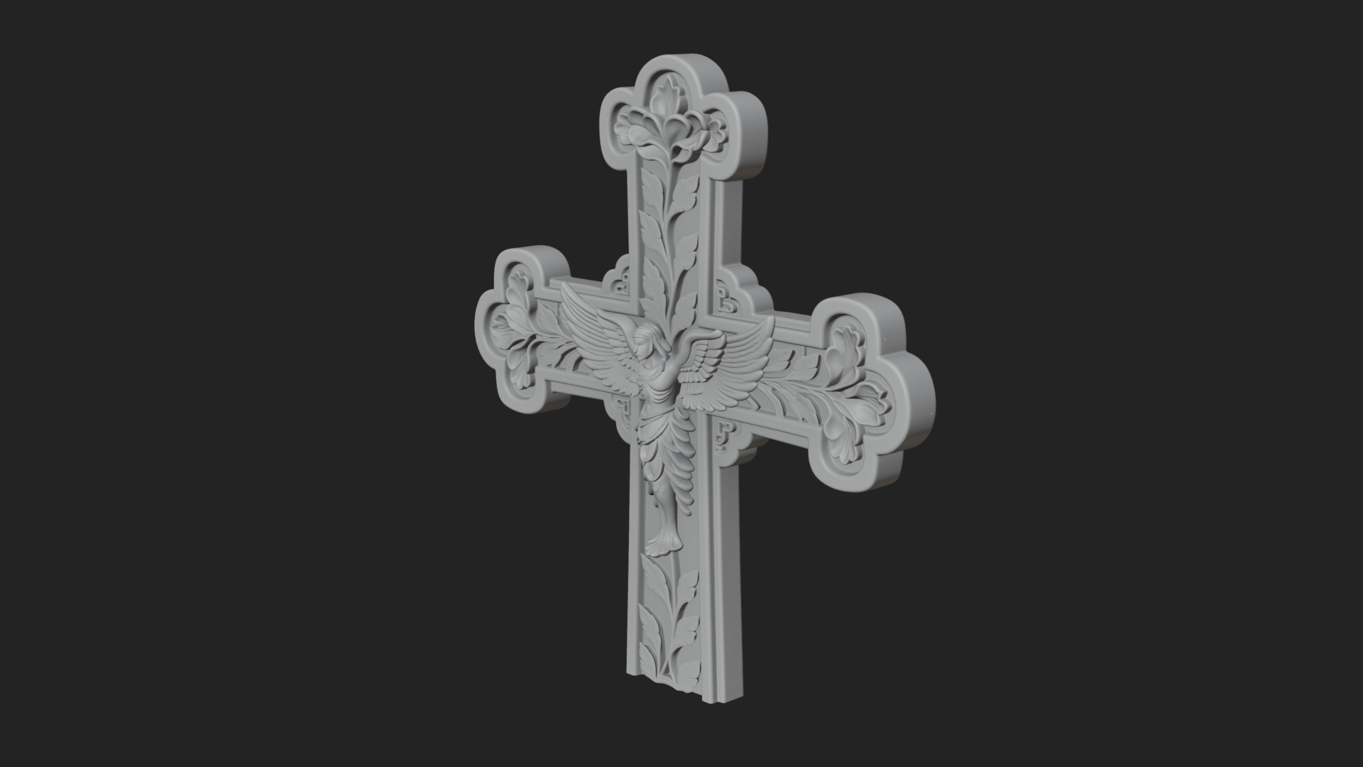 Carved Relief Wall Cross Design 1 3D Print Model 3D Model