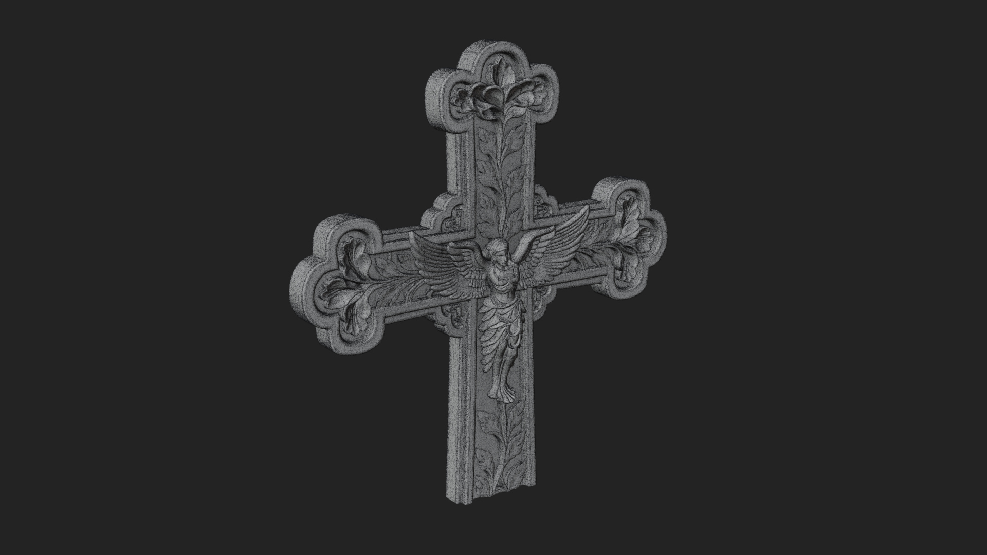 Carved Relief Wall Cross Design 1 3D Print Model 3D Model