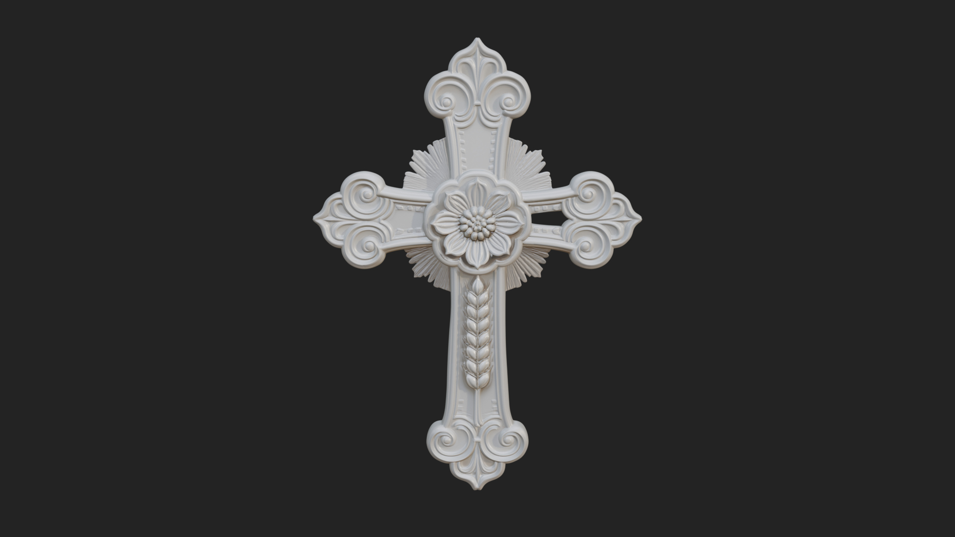 Carved Relief Wall Cross Design 10 3D Print Model 3D Model