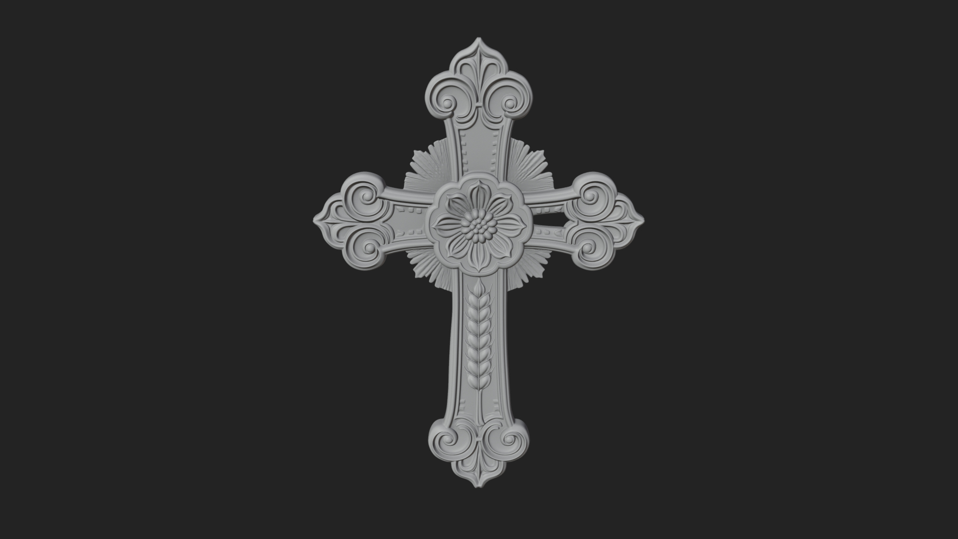 Carved Relief Wall Cross Design 10 3D Print Model 3D Model