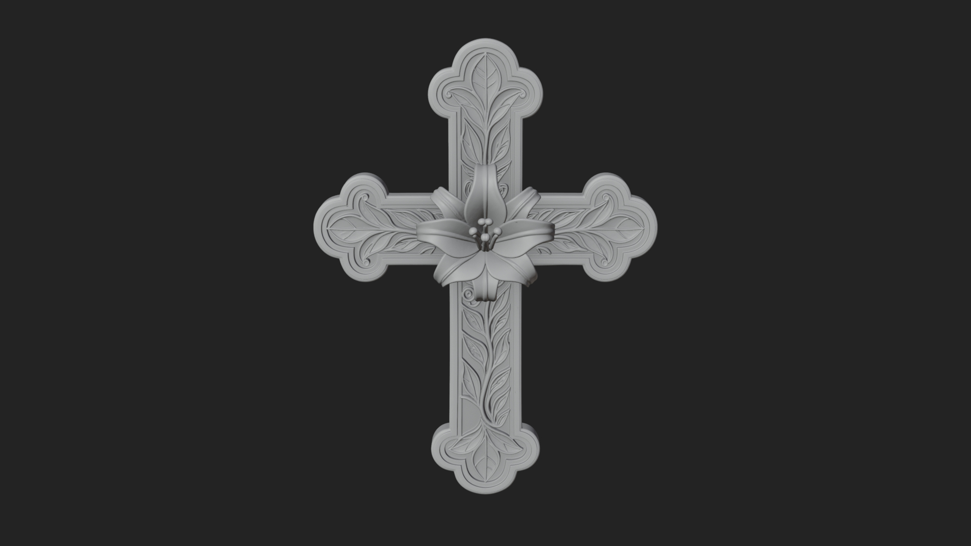 Carved Relief Wall Cross Design 103 3D Print Model 3D Model