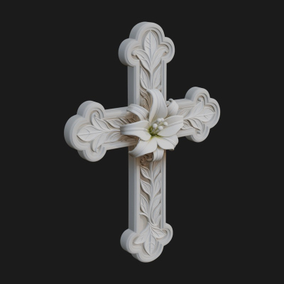 Carved Relief Wall Cross Design 103 3D Print Model