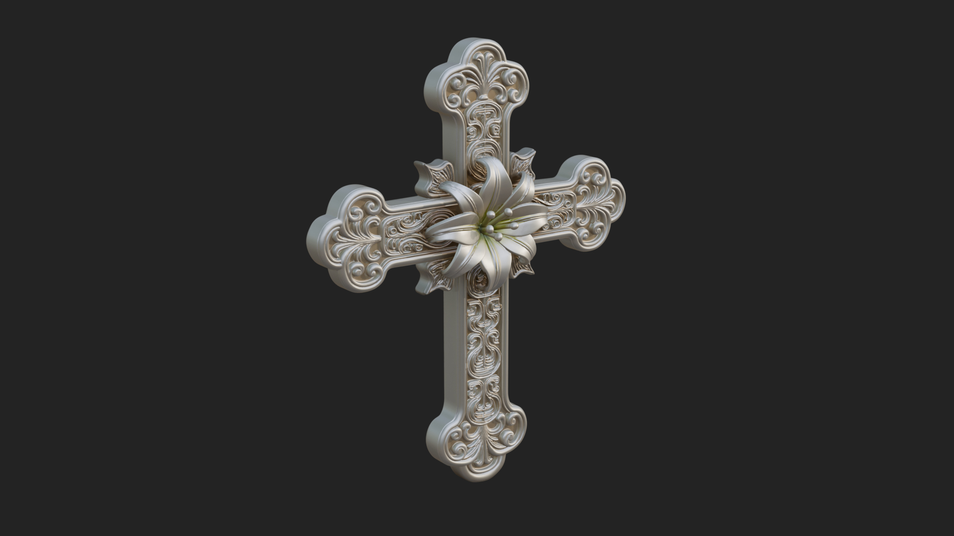 Carved Relief Wall Cross Design 104 3D Print Model 3D Model