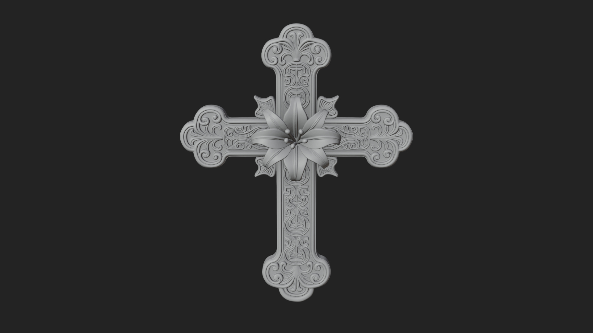 Carved Relief Wall Cross Design 104 3D Print Model 3D Model