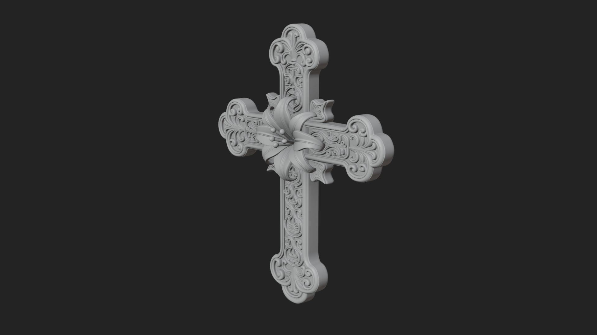 Carved Relief Wall Cross Design 104 3D Print Model 3D Model