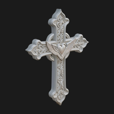 Carved Relief Wall Cross Design 105 3D Print Model