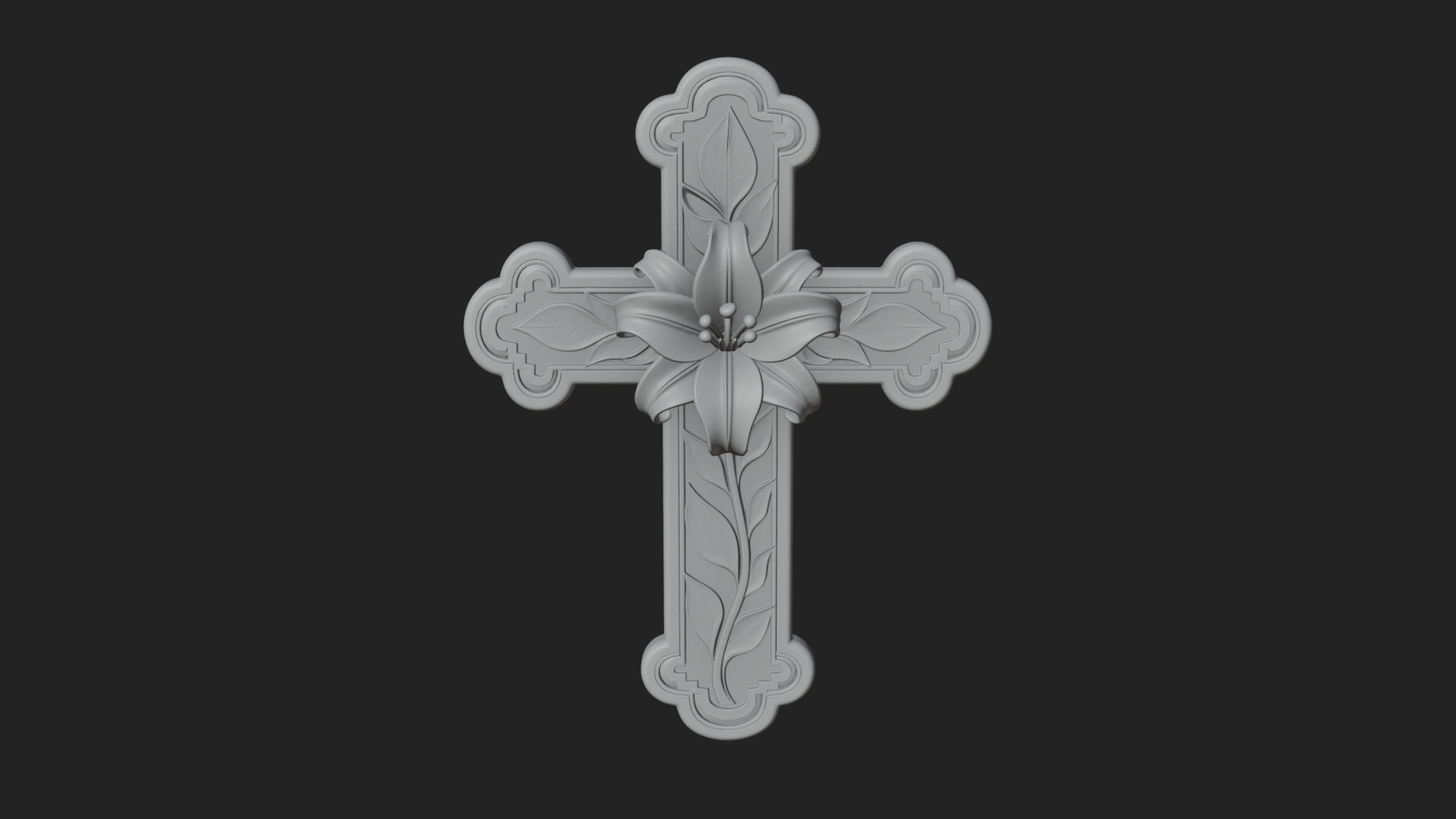 Carved Relief Wall Cross Design 107 3D Print Model 3D Model