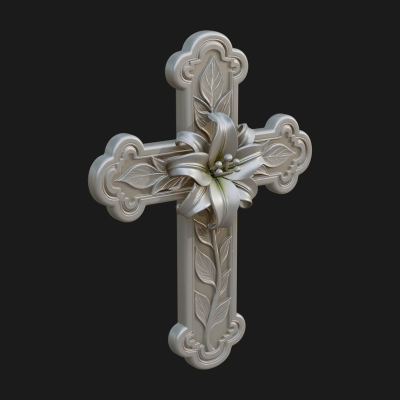Carved Relief Wall Cross Design 107 3D Print Model