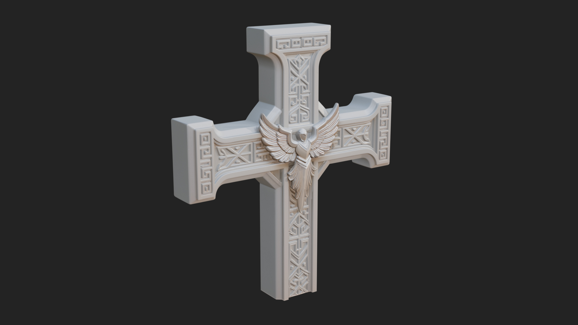 Carved Relief Wall Cross Design 109 3D Print Model 3D Model