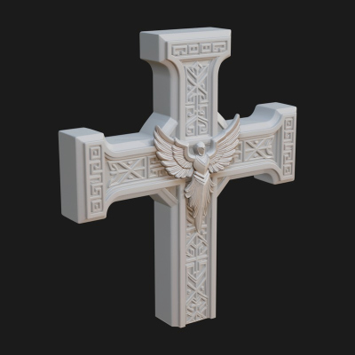 Carved Relief Wall Cross Design 109 3D Print Model